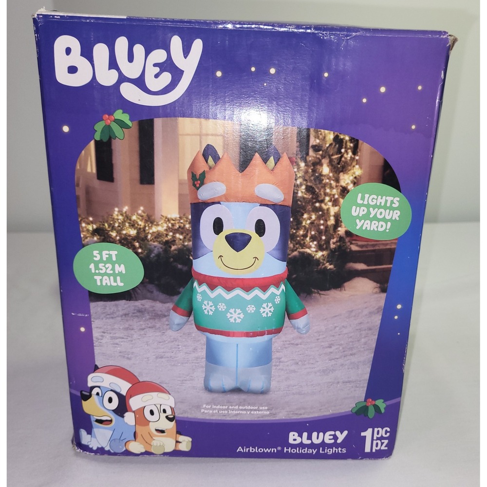 Bluey Christmas Inflatable Airblown Holiday Lights 5ft Tall Snowflake Sweater